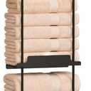 Towel Racks for Bathroom 39.9 Inch Wall Mounted Towel Rack with Shelf, Bathroom Towel Storage Holds 6 Large Rolled Towels, Metal Wall Towel Rack, Black