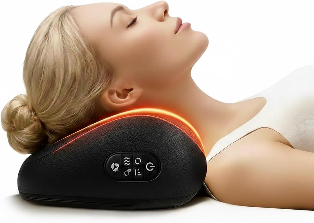 Shiatsu Neck Massager Pillow with Heat, 20 Nodes Deep Tissue Kneading Massage for Pain Relief, Back Shoulder Relaxation, Electric Cervical Support Pillow, Ideal Wellness Gift for Men Women