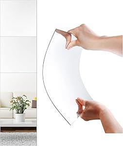 SLDIYWOW Shatterproof Full Body Wall Mirror Tiles, 4PCx12x12 Acrylic Tiles for Bedroom, Baby Kids Playroom, Over The Door Closet Mirror (Normal 12inch Mirror)