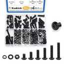 Kadrick M6 Screw Assortment, 192PCS M6 Screw Kit,Machine Screws with Lock & Flat Washers, Grade 10.9 Alloy Steel Hex Socket Button Head Black Screws Nuts and Bolts Kit