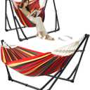 Anyoo 2 in 1 Hammock and Swinging Chair with Collapsible Steel Stand & Carrying Case,Portable & Adjustable,Easy Set Up for Outdoor,Indoor,Porch Swing,Patio,Garden,Camping Trip