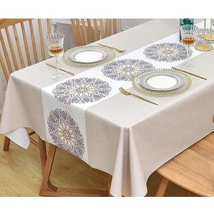 Yofori Wipeable Waterproof Tablecloth Vinyl Tablecloths for Rectangle Tables Heavy Duty PVC Tablecloth for Kitchen Dining Table(Flowers-1, 54'' x 78'')