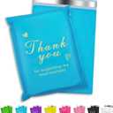 Thank You Poly Mailer 12x15.5 Inch 50 Pcs, Waterproof and Tear-Resistant Shipping Bags for Clothing, Strong Mailing Bags with Self-Seal, Cute Packaging Bags for Small Business - Blue