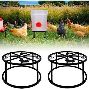 1 PCS Metal Stand for Chicken Feeder Waterer Heavy Duty Chicken Water Feeder Stand Holder  Rustproof Iron Chicken Waterer Buckets Stand Round Support Rack for Coop Poultry Indoor Outdoor