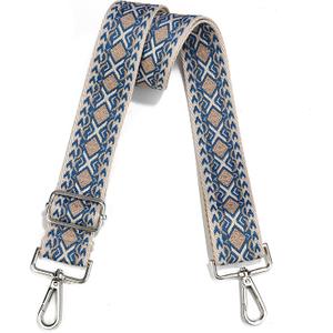 Crossbody Straps for Purses Silver Hardware Purse Strap Wide Shoulder Strap Adjustable Replacement,Retro Jacquard Embroidery for Shoulder Bags, Canvas Tote Handbags