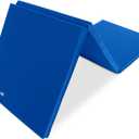 ProSource Tri-Fold Folding Thick Exercise Mat 6x2 with Carrying Handles for MMA, Gymnastics, Stretching, Core Workouts (Blue)