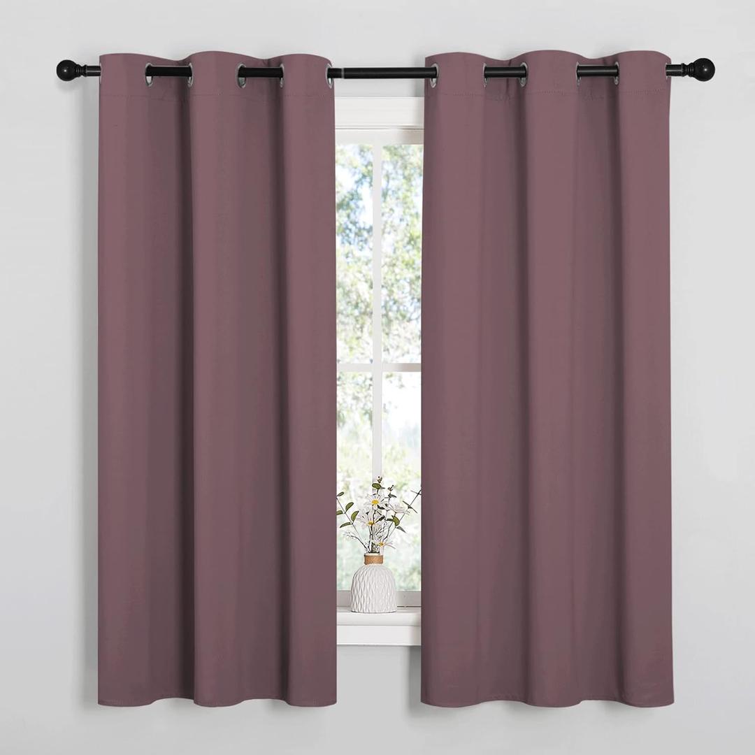 NICETOWN Dry Rose Blackout Curtains for Bedroom (1 Pair, 42 x 63 inches), Farmhouse Thermal Insulated Room Darkening Drapes for Windows