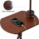 Floor Lamp with Oval Side Table, 3 Color Temperature 9W LED Bulb, Remote and Foot Switch Control, USB A and C Ports, Dual AC Outlets, 1-Hour Timer, Modern Lamp for Living, Bedroom, Brown