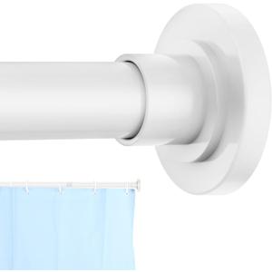 White Shower Curtain Rod 31 to 80 Inch,1 Inch Diameter Adjustable Spring Tension Stainless Steel Telescoping Rod,Easy Install,No Rust (31-80)