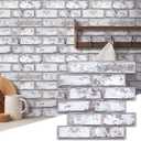 Commomy 10 Pcs 3D Faux Brick Wall Panels -11.8"X11.8" Small Size PVC Peel and Stick Tiles Brick Backsplash DIY Self-Adhesive Wall Tile for Bedroom, Living Room, Kitchen, Fireplace, RV