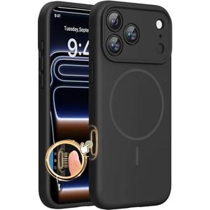 Miracase Magnetic for iPhone 17 Pro Max Case, Compatible with MagSafe, Integrated Silicone Camera Control Cover, 3.0mm Thicken Shockproof Drop Protection Phone Case for 17 ProMax, Black