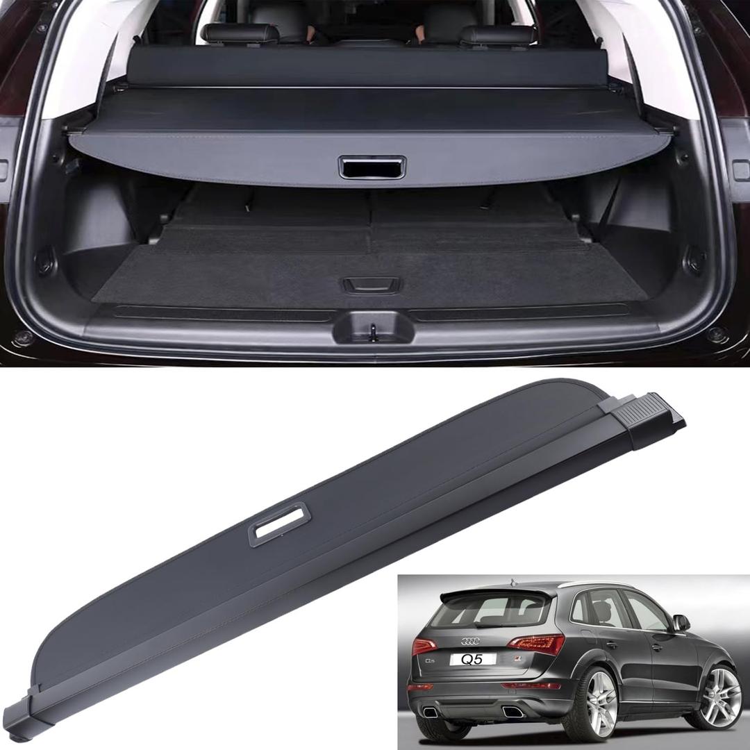 MUCO New Cargo Cover for Audi Q5 SQ5 2018 2019 2020 2021 2022 2023 2024 Retractable Black Rear Trunk Shade Luggage Security Cover-Retractable Trunk Cover