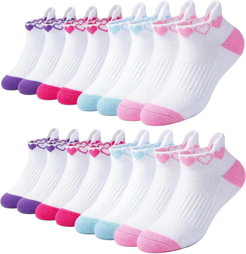 floconssy Girls Socks Ankle Athletic Kids Socks for 4-7 Years Old (S)