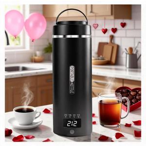 Travel Kettle Small Tea Kettle Coffee Mini Portable Electric Kettle with 4 Temperature Settings, Plug in 304 Stainless Steel Mini Travel Electric Kettle with Auto Shut-off(Black)