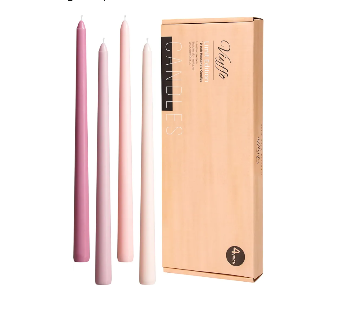 Viyffo 12 Inch Purple Taper Candles Set of 4 Unscented Smokeless Long Tall Tapered Candle for Candlesticks Sticks Wedding Advent Home Decor Dinner Christmas