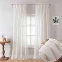 OWENIE Linen Blend Sheer Curtains 96 inch Long 2 Panels Set for Bedroom/Living Room, Natural Farmhouse Sheer Cutain Rod Pocket Farmhouse Drapes,2 Pcs Each 40" W x 96" L
