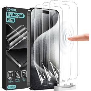 [3 Pack Soft Hydrogel Film Screen Protector for iPhone 15 Pro Max/iPhone 15 Plus, Upgraded Non-breakable Flexible TPU for iPhone 15 Pro Max Screen Protector Film (NOT Glass)