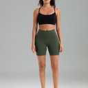 Colorfulkoala Women's High Waisted Biker Shorts with Pockets 6" Inseam Yoga Tummy Control Short (Green, XS)