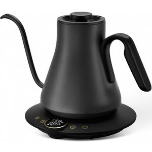 Cocinare Gooseneck Electric Kettle, ±1°F Precise Temperature Control, 1500W Fast Heating, Pour Over Coffee & Tea Kettle with Brew Timer & Keep Warm, Stainless Steel, 0.9L (Matte Black)
