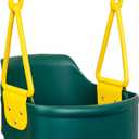 Premium High Back Full Bucket Toddler Swing Seat with Finger Grip, Plastic Coated Chains for Safety and Carabiners for Easy Install - Green - Squirrel Products