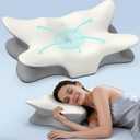 Cervical Neck Pillow for Pain Relief, Ergonomic Side Sleeper Pillow Cooling Memory Foam Pillows for Sleeping, Contour Pillow Orthopedic Bed Pillow for Back Stomach Sleepers (White)