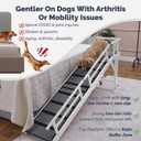 Dog Ramp for Bed or Couch, Wooden Pet Ramp with 20 Gentle Slope, Removable Side Rails, Non-Slip Surface, Top Platform & Wheels, Safe Bed Ramp for Small, Large & Senior Dogs, 74" Long, White