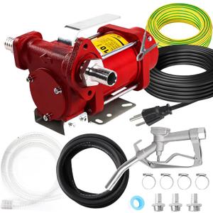 110V Automatic Gasoline Fuel Transfer Pump w/Manual Nozzle, 10 GPM Heavy-duty Portable Self-priming Fuel Oil Transfer Pump for Gasoline, Diesel, Kerosene, Biodiesel and More