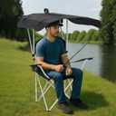 YSSOA Canopy Lounge Chair with Sunshade for Camping, Hiking, Travel, and Other Outdoor Events, with Cup Holder, 21.6" x 21.6" x 36", Black