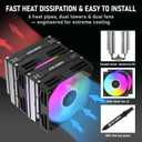CPU Cooler, Dual-Tower, 66mm Heat Pipes CPU Cooling, Dual 120mm ARGB PWM Fans, 2000RPM Speed, for AMD AM4/AM5/; Intel LGA 115X/1200/1700/1851, PC Cooler, 265W TDP