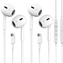 2 Packs USB C Headphones for iPhone 16/15 Pro Max Plus Type C Earbuds Wired Earphones with Mic & Remote Control Noise Cancelling for iPhone 16/15 pro, iPad Pro, Galaxy S23/S22/S21/S20/Ultra Note 10/20