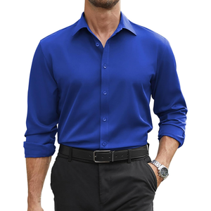 COOFANDY Mens Stretch Dress Shirts Long Sleeve Button Down Shirt Regular Fit Formal Business Shirts Small, Blue