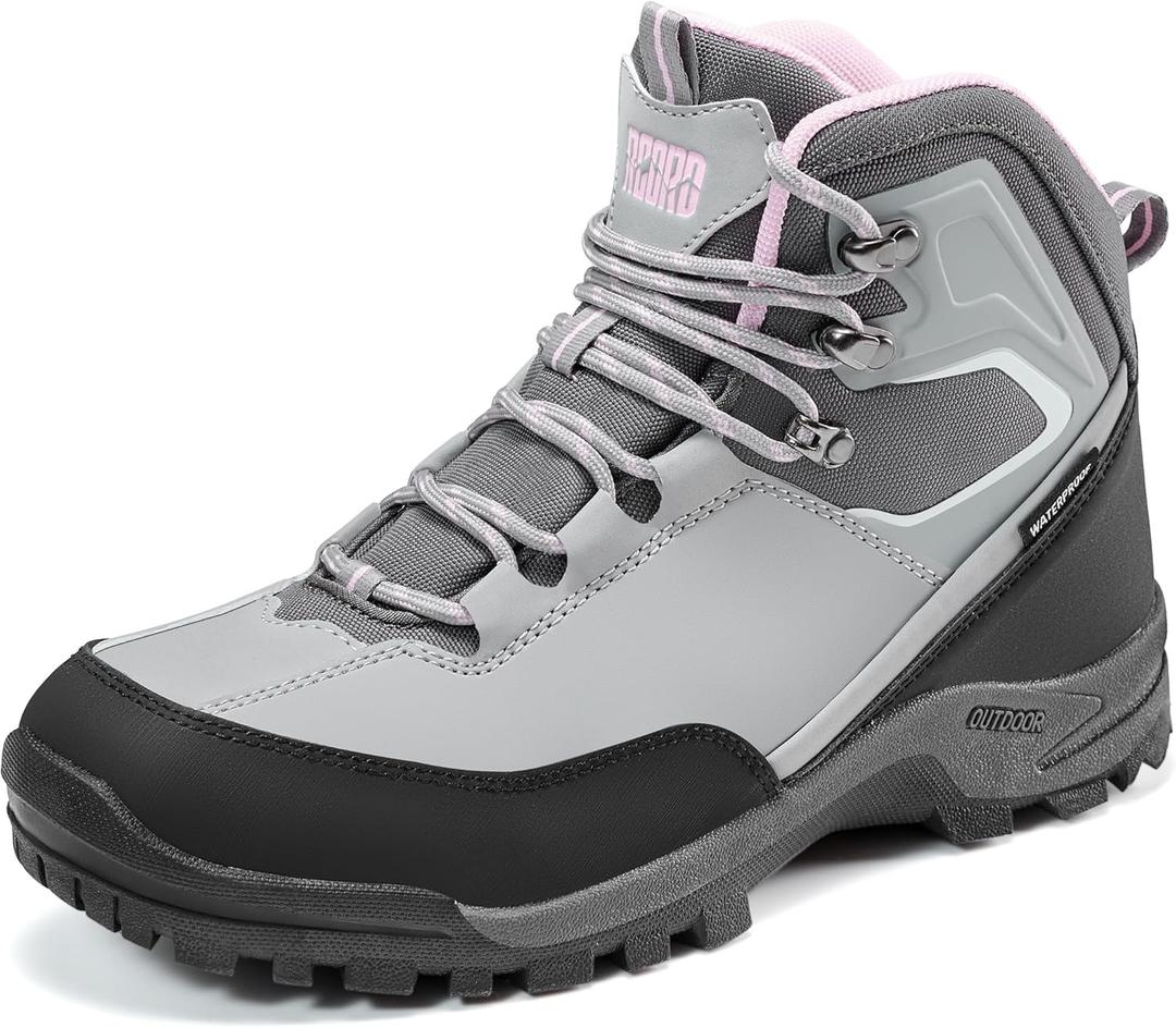 R CORD Womens Hiking Boots Waterproof Mid-Cut Hiking Boots Women Non-Slip Womens Hiking Shoes Outdoor Hiking Shoes for Women Trekking Camping Trail. 6.5 Size