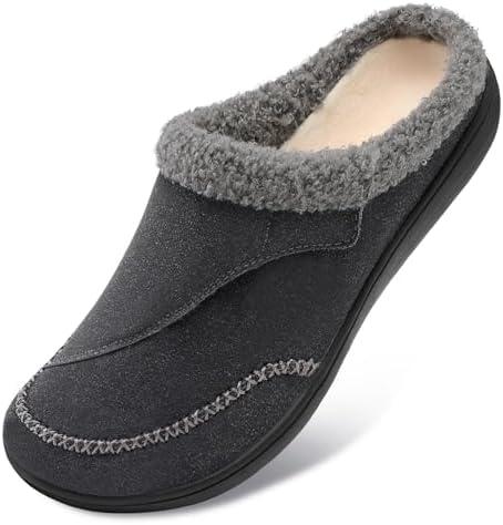 LeIsfIt Womens Wide Slippers Adjustable Diabetic Slippers Warm Cozy Slip on House Slipper Non-slip Memory Foam Winter House Shoes Indoor Outdoor Size 39