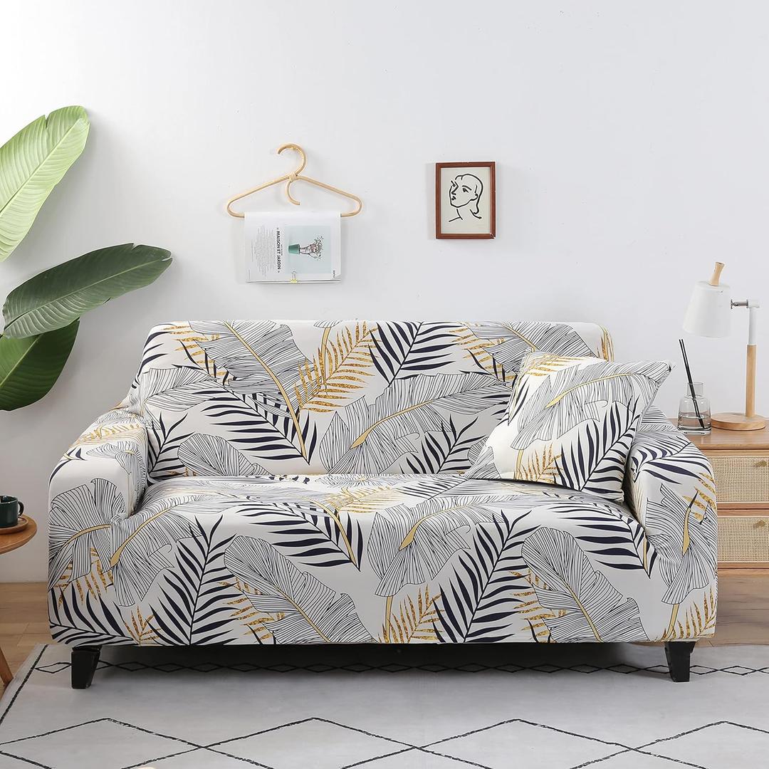 Printed Couch Cover Stretch Sofa Covers Patterned Sofas Seater Slipcovers for 4 Cushion Couch Set (BJLY, 4 Seater/Large 3 Seater)