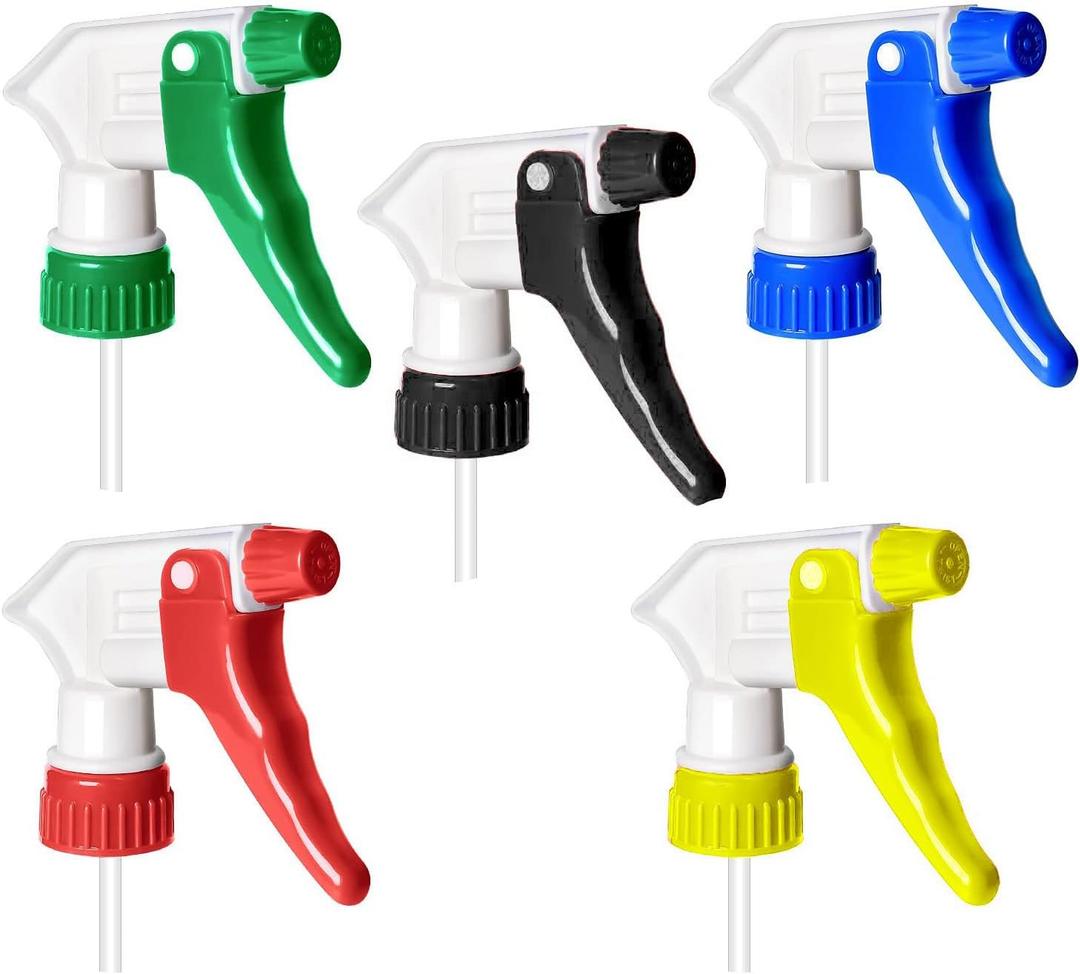5 Pack Spray Nozzle for Bottles Universal Replacement Nozzle Heavy Duty Sprayer Trigger Head With Tube for Household Cleaning Car Detailing