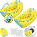 2 Pcs Shoe Washing Machine Bags, XXL Laundry Shoe Bags for Washer and Dryer, Sturdy Zipper with Hook Design, Dry Net Bag Included, Reusable Shoe Washing Bag for Sneaker, Tennis, Yellow 2 Packs