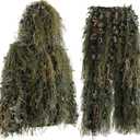 Ghillie Suit Gilly Hunting Suits Pants 3D Leaf Camo Camouflage Coveralls Youth Adult Lightweight Clothes for (Height 4.9 - 5.9 Ft)