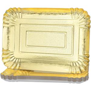 10 PCS Gold Rectangle Trays, Heavy Duty Disposable Paper Cardboard for Platters, for Elegant Dessert Table Serving Parties, Cupcake Display, Birthday Party, Dessert, Weddings