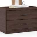 Stackable Storage Drawers, 28" Wide Storage Bins with 2 Drawers for Closet Organizers, Wood Stackable Closet Organizer Modern Large Stackable Storage Units for Living Room Hallway Bedroom, Brown