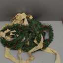 20 Pcs 9'' Small Christmas Kitchen Cabinet Wreaths with Plaid Bow Ribbon Mini Hanging Christmas Wreath Artificial Greenery Wreath for Cabinet Front Porch Wall (Linen Color)