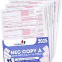 1099 NEC Copy A Forms, 25 Federal Income Laser Tax Forms, Use with 2025 1099 NEC Forms, RED Copy A ONLY, 25 forms-9 sheets 2025