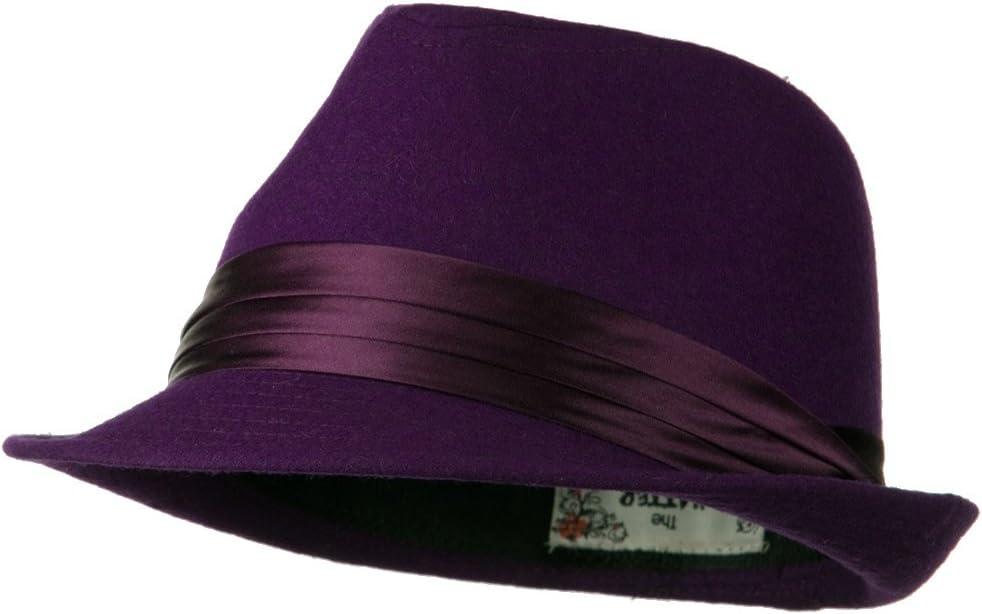 Fedora with Pleated Satin Band - Purple W18S44D (One Size)