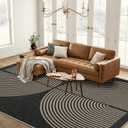 Lahome Modern Rainbow Easy Jute Outdoor Carpet, Washable Rugs 9'x12' for Living Room Patio Large Farmhouse Indoor Outdoor Carpet, Contemporary Black Dining Room Rugs for Under Table Office Backyard (Charcoal Black/Grey and Nature)