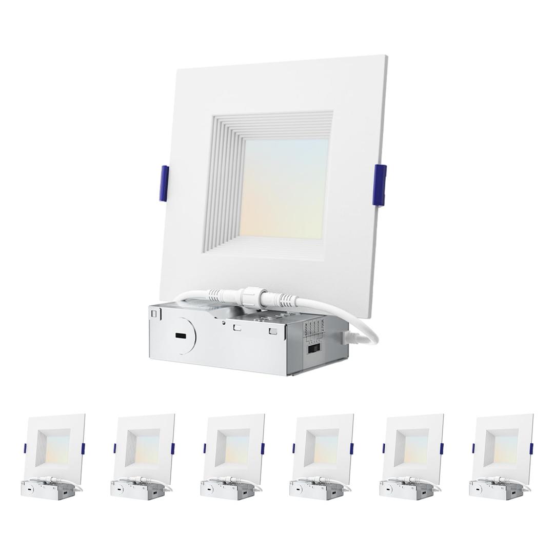 Anyhome 4 Inch Square Canless LED Recessed Lights,5CCT,12 Pack