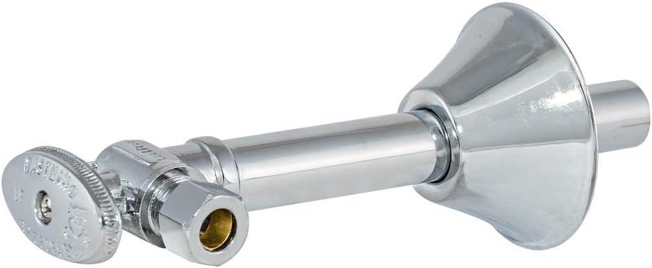 Eastman 1/2 inch Sweat x 3/8 inch OD Compression Quarter Turn Angle Stop Valve with Extension Tube, Brass Plumbing Fitting, Chrome, 10742LF