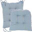 Klear Vu The Gripper Non-Slip Rocking Chair Cushion Set with Thick Padding, Includes Seat Pad & Back Pillow with Ties for Indoor Living Room Rocker, 17x17 Inches, 2 Piece Set, Wedgewood