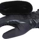 Heat Logic Quilted Faux Fur Trimmed Glove with PU Palm and Touchscreen Tips - M/L (Black)