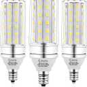 E12 LED Corn Light Bulb, 12W Equivalent 100W, 1200 Lumen Daylight 5000K, Non-Dimmable Candelabra Base Chandelier Light Bulbs, Pack of 3