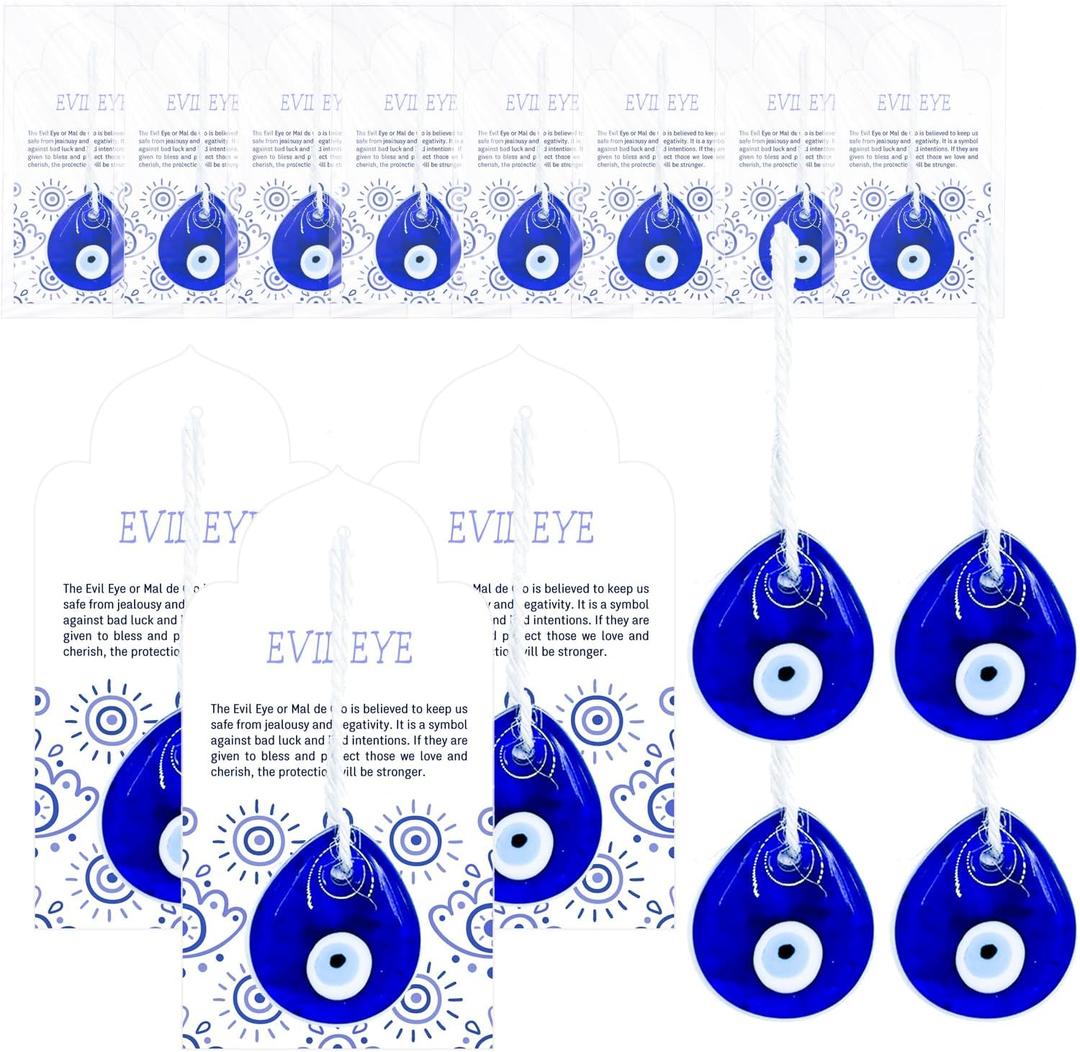 24 Sets Good Luck Charms Evil Eyes Beads Turkish Party Decor Evil Eyes for Car Hanging Protection Blessing Keychains Ornaments Greece Party Favors for Women