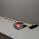 PEKJI Standing Broom and Dustpan Set Wooden Long Handle Broom with Dustpan for Kitchen Office Lobby